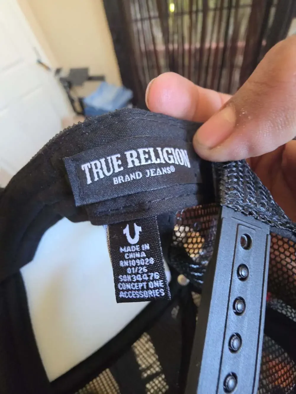 True Religion Youth Buddha World Tour Trucker Hat Black and White